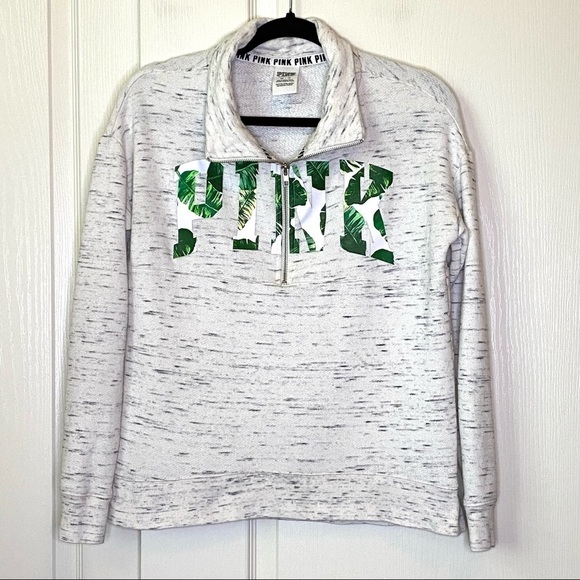 Victoria’s Secret PINK Half Zip Fern Print Sweatshirt XSmall - Picture 6 of 6